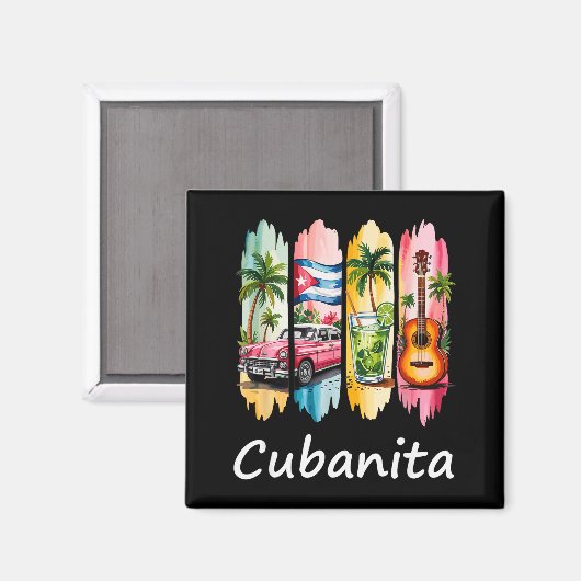 Proud Cubanita Cuban Flag Guitar Mojito Car Design Magnet (Vorderseite/Rückseite)