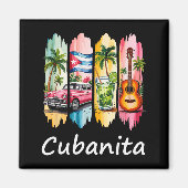 Proud Cubanita Cuban Flag Guitar Mojito Car Design Magnet (Vorne)
