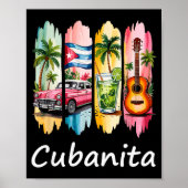 Proud Cubanita Cuban Flag Guitar Mojito Car Design Poster (Vorne)