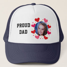 Proud Dad Custom Photo Text Hearts Personalized Truckerkappe