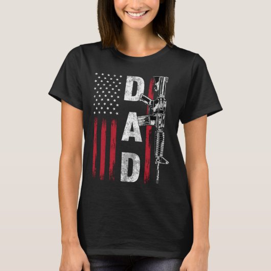 Proud Dad Daddy Gun Rights AR 15 American Flag Fat T-Shirt (Vorderseite)