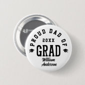 Proud Dad Grad Varsity Typography Graduation Button (Vorne & Hinten)