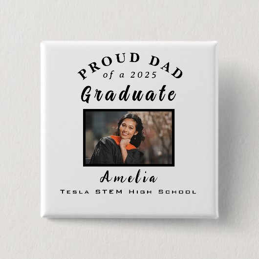 Proud Dad Graduation 2025 Custom Photo Gift  Button (Vorderseite)