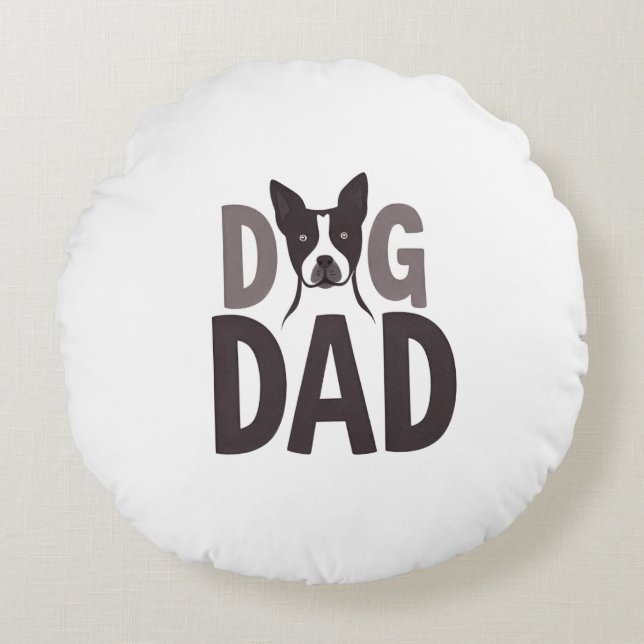 Proud Dog Dad Apparel & Accessories Rundes Kissen (Vorderseite)