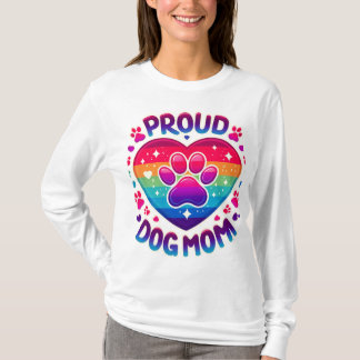 Proud Dog Mama Rainbow Herzdesign T-Shirt