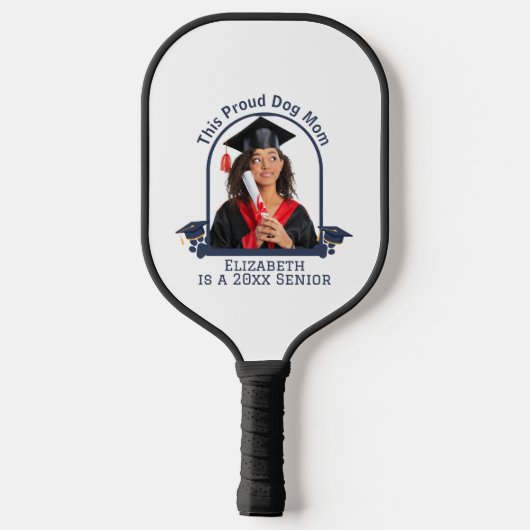 Proud Dog Mum ist ein Senior - Custom Abschluss Pickleball Schläger (Rückseite)