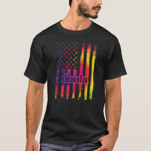 Proud Doula Us Flag Postpartum Doula T-Shirt