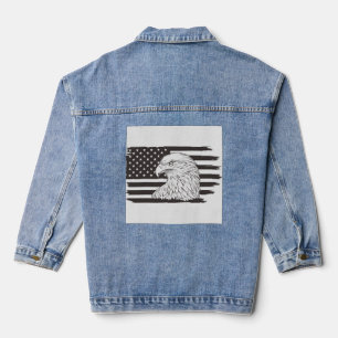 Proud Eagle mit amerikanischer Flagge Jeansjacke