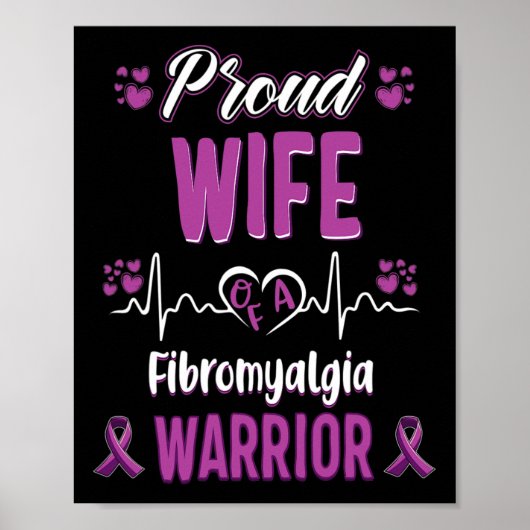 Proud Ehefrau Fibromyalgie Kriegererkennungsband P Poster (Vorne)