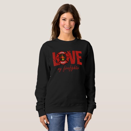 Proud Ehefrau Girlfriend Fireman Firefight Firefig Sweatshirt (Vorne ganz)