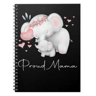 Proud Elephant Mama and Baby Mthers Day Notizblock