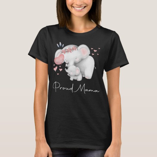 Proud Elephant Mama and Baby Mthers Day T-Shirt (Vorderseite)