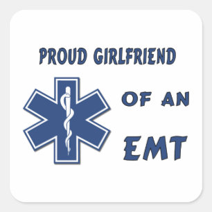 Proud EMT Girlfriend Quadratischer Aufkleber
