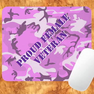 Proud Female Veteran Pink Lila Camouflage Mouse Pa Mousepad