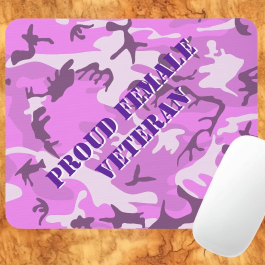Proud Female Veteran Pink Lila Camouflage Mouse Pa Mousepad