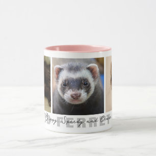 Proud Ferret Mama Custom 3 Foto Collage Tasse