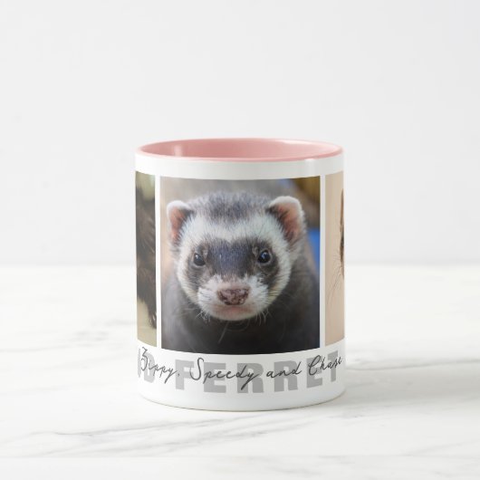Proud Ferret Mama Custom 3 Foto Collage Tasse (Zentrum)