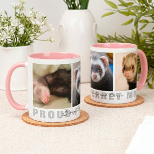 Proud Ferret Mama Custom 3 Foto Collage Tasse
