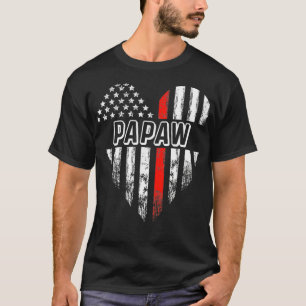 Proud Firefighter Papaw American Flag Herz T-Shirt