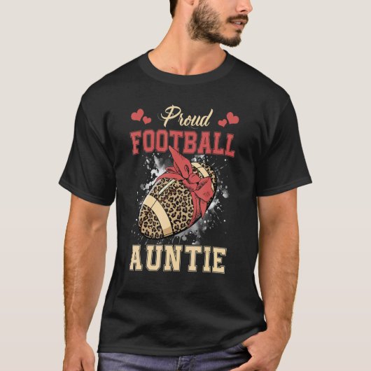 Proud Football Auntie Women Leopard Game Day Playe T-Shirt (Vorderseite)