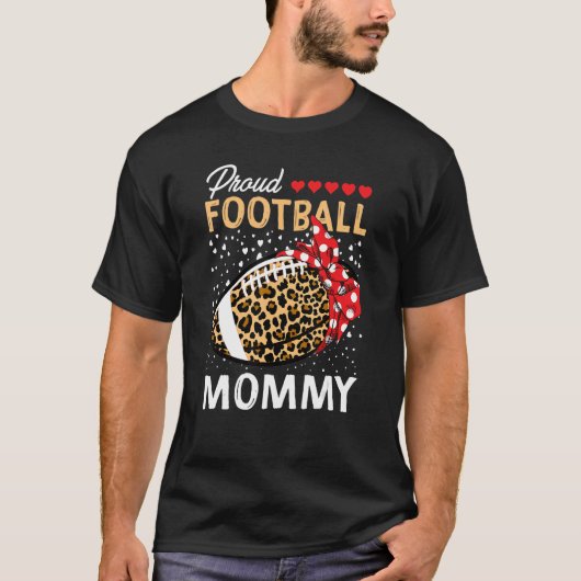 Proud Football Mommy Women Leopard Game Day Playe T-Shirt (Vorderseite)