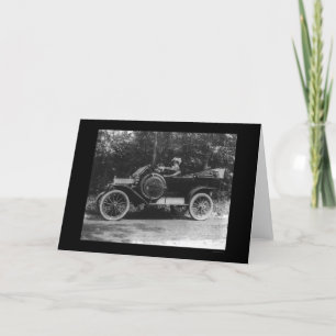Proud Frau Hinter dem Rad ihres Autos 1914 Karte