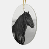 Proud Friesian Black Hengst Keramikornament (Links)