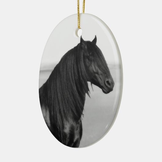 Proud Friesian Black Hengst Keramikornament (Links)