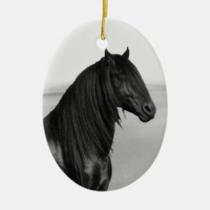 Proud Friesian Black Hengst Keramikornament