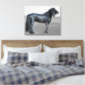 Proud Friesian Black Hengst Leinwanddruck (Insitu (Schlafzimmer))