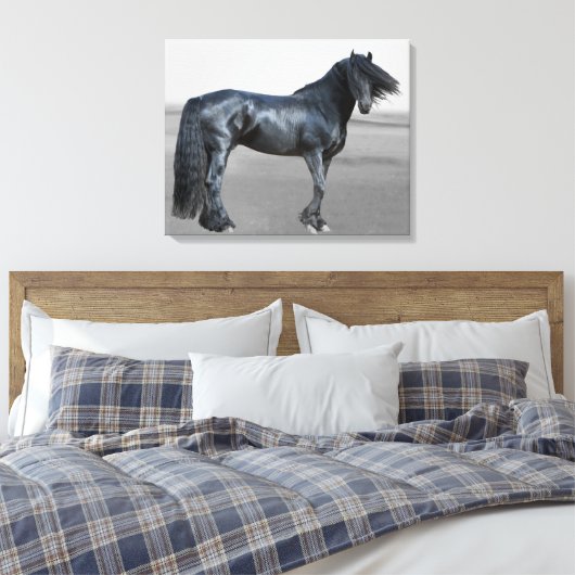 Proud Friesian Black Hengst Leinwanddruck (Insitu (Schlafzimmer))