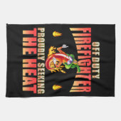 Proud Funny Firefight Volunteer Chili Black Geschirrtuch (Horizontal)