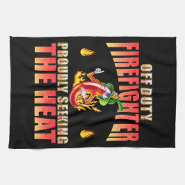 Proud Funny Firefight Volunteer Chili Black Geschirrtuch