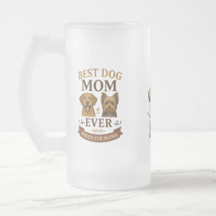 Proud Fur Mama Geschenk mit Labrador und Yorkie 16 Mattglas Bierglas