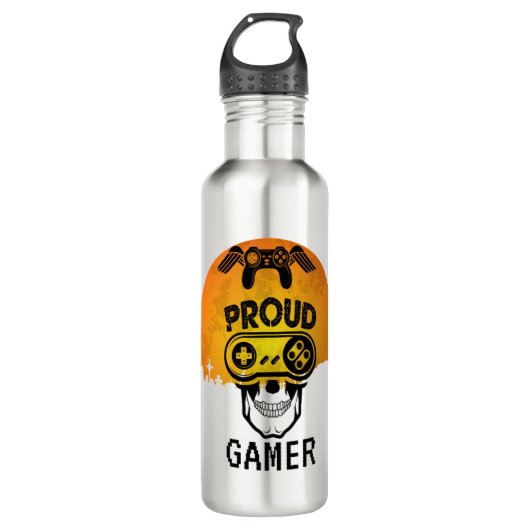 PROUD GAMER - HALLOWEEN SPIELE-NERD EDELSTAHLFLASCHE (Vorderseite)