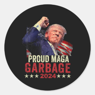 Proud Garbage Trump Unterstützer 4 Runder Aufkleber