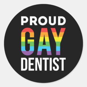 Proud Gay Dentist LBGTQ Rainbow Dentistry Runder Aufkleber