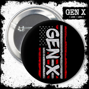 Proud Gen Xer Generation X American Flag Gen X Button
