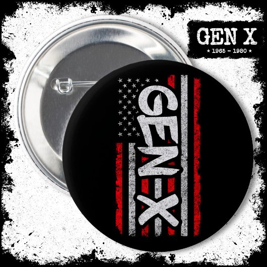Proud Gen Xer Generation X American Flag Gen X Button