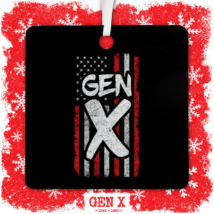 Proud Gen Xer Generation X American Flag Gen X Ornament Aus Metall