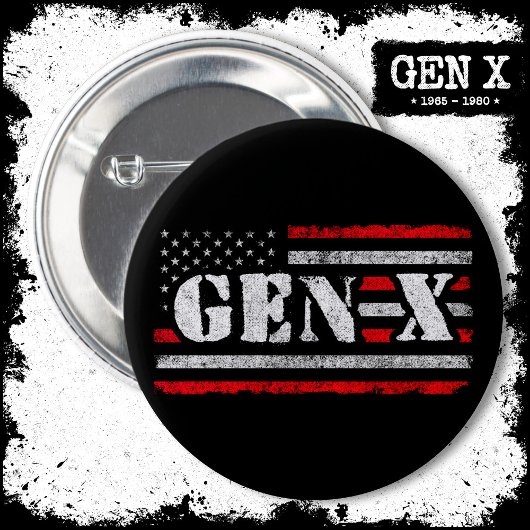 Proud Generation X Gen Xer American Flag Gen X Button