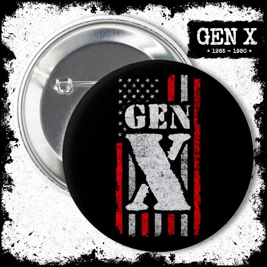 Proud Generation X Gen Xer American Flag Gen X Button