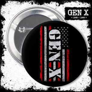 Proud Generation X Gen Xer American Flag Gen X Button