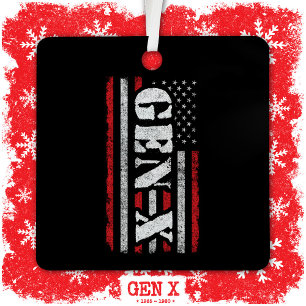 Proud Generation X Gen Xer American Flag Gen X Ornament Aus Metall