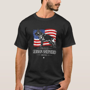 Proud German Shepherd Mama American Flag Patriotic T-Shirt
