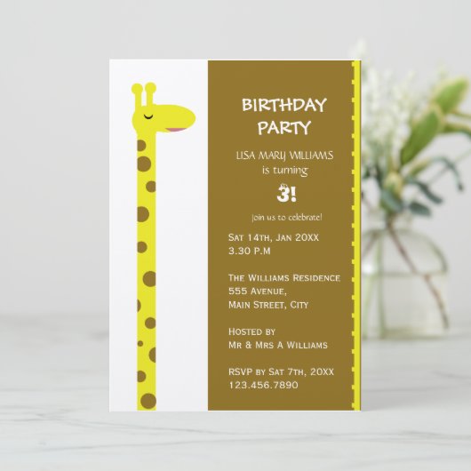 Proud Giraffe Einladung (Stehend Vorderseite)