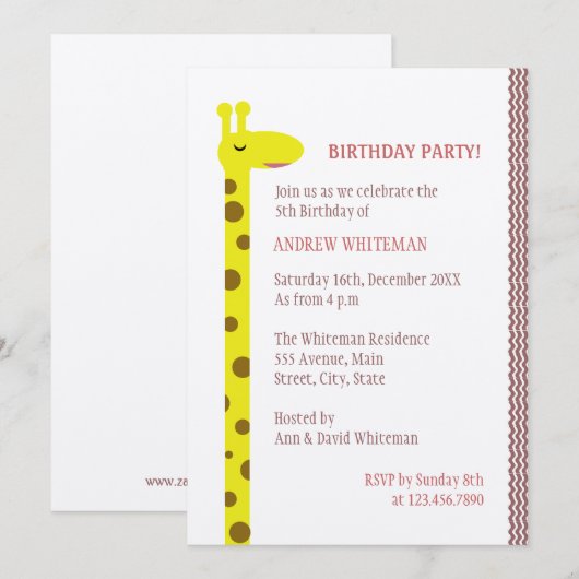 Proud Giraffe Einladung (Vorne/Hinten)