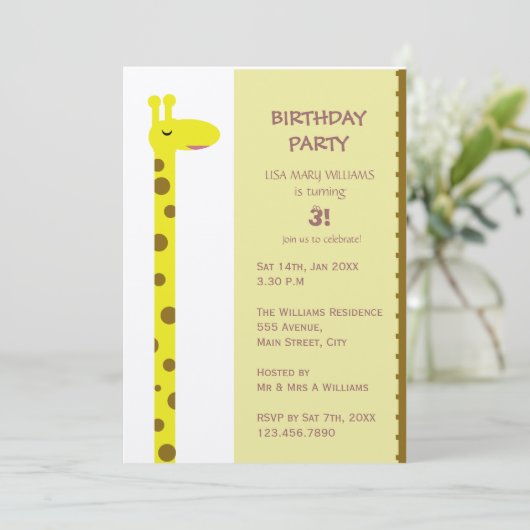 Proud Giraffe Einladung (Stehend Vorderseite)