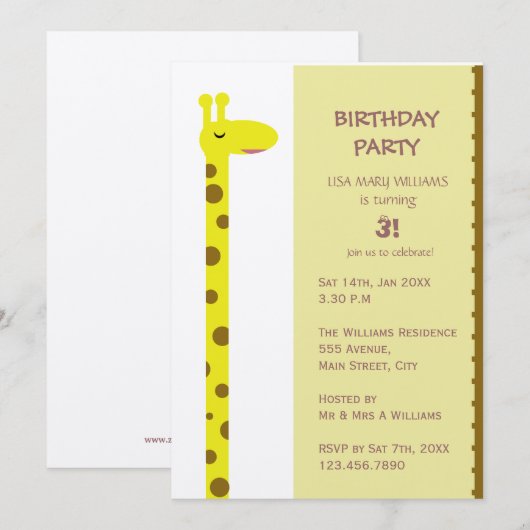 Proud Giraffe Einladung (Vorne/Hinten)