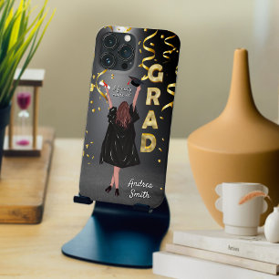 Proud Girl Graduate Black and Gold Moderne Custom Case-Mate iPhone Hülle